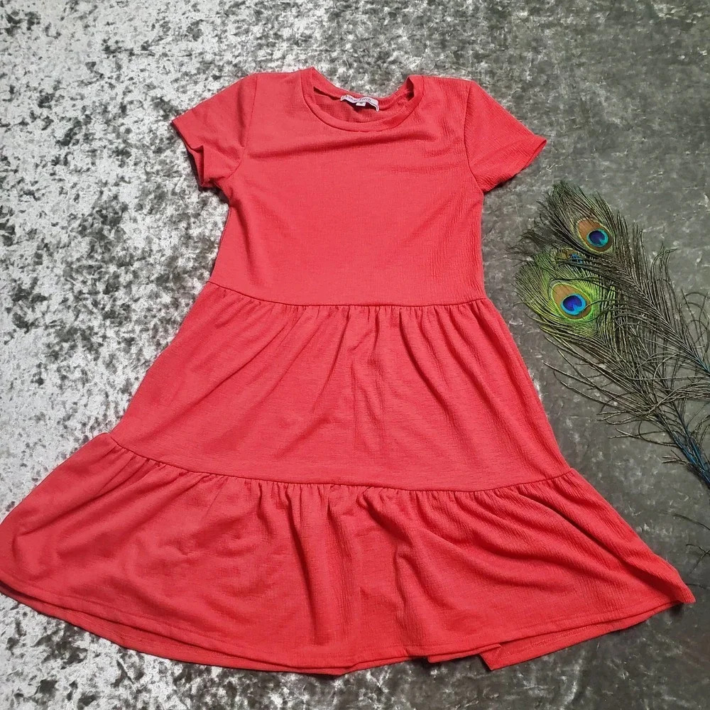 Velvet Torch Tiered Coral Dress‎